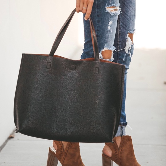 Vici Handbags - ARRIVED - Reversible Shopper Tote - Black/Gray